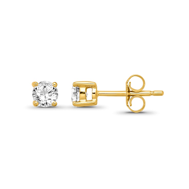 Diamond 0.50ctw Round , 14k Yellow Gold Earrings