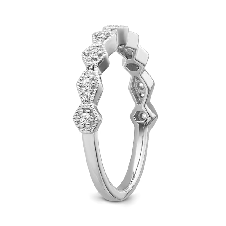 10K White Gold Diamond Ring 0.12Ctw