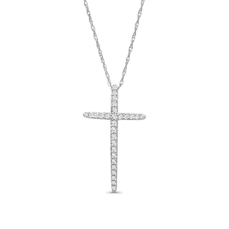 Diamond 0.20Ctw Sterling Silver Cross Pendant With Chain