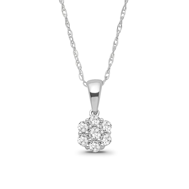 Diamond 0.20Ctw 10k White Gold Pendant With Chain
