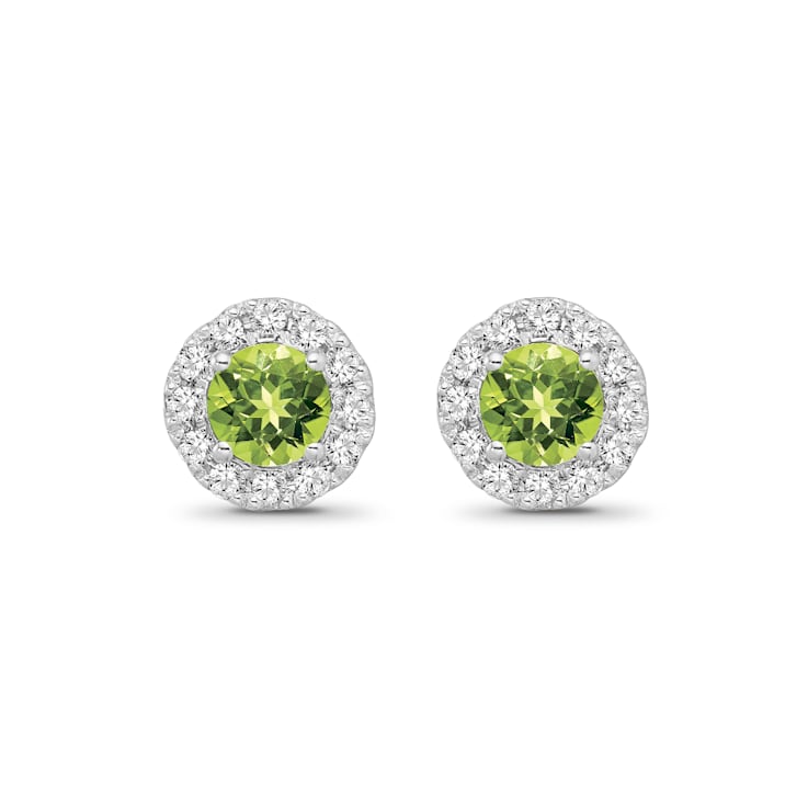 Diamond 0.25Ctw and Peridot Sterling Silver Earring