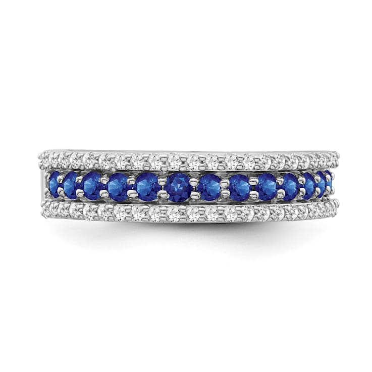 Sterling Silver Diamond and Sapphire Ring 0.75ctw
