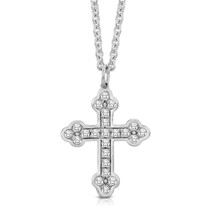 Diamond 0.25Ctw Sterling Silver Cross Pendant With Chain