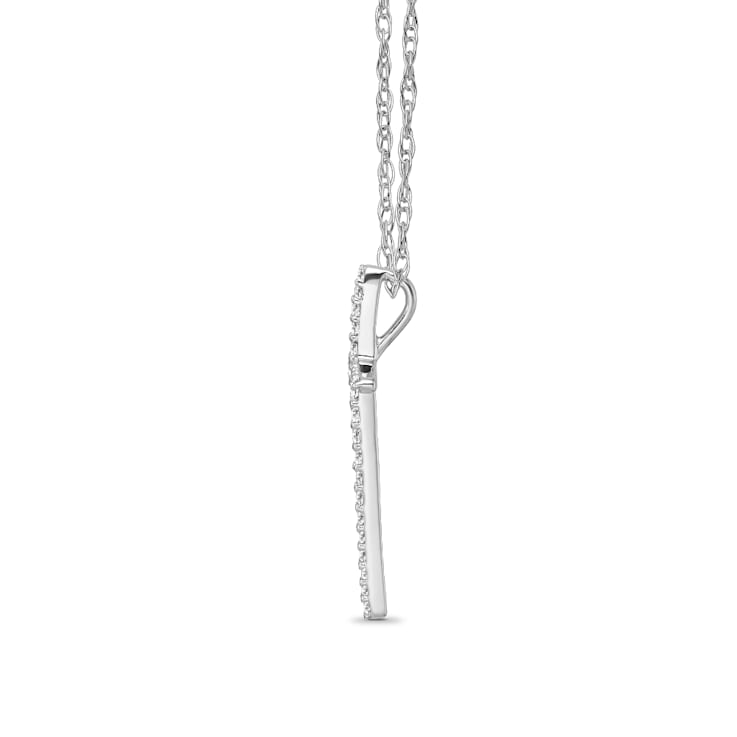 Diamond 0.20Ctw Sterling Silver Cross Pendant With Chain