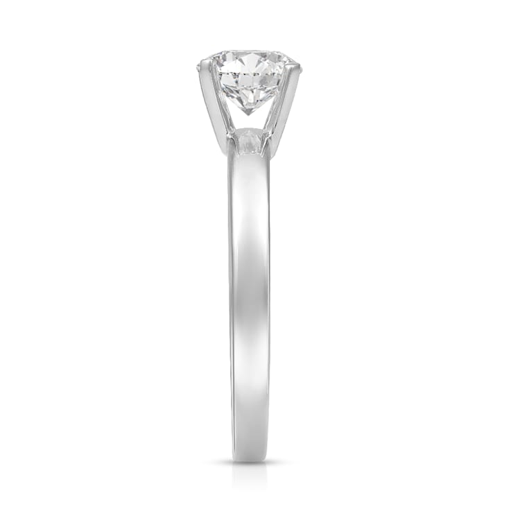 14K White Gold Solitaire Lab Grown Diamond Ring 0.75 cttw
