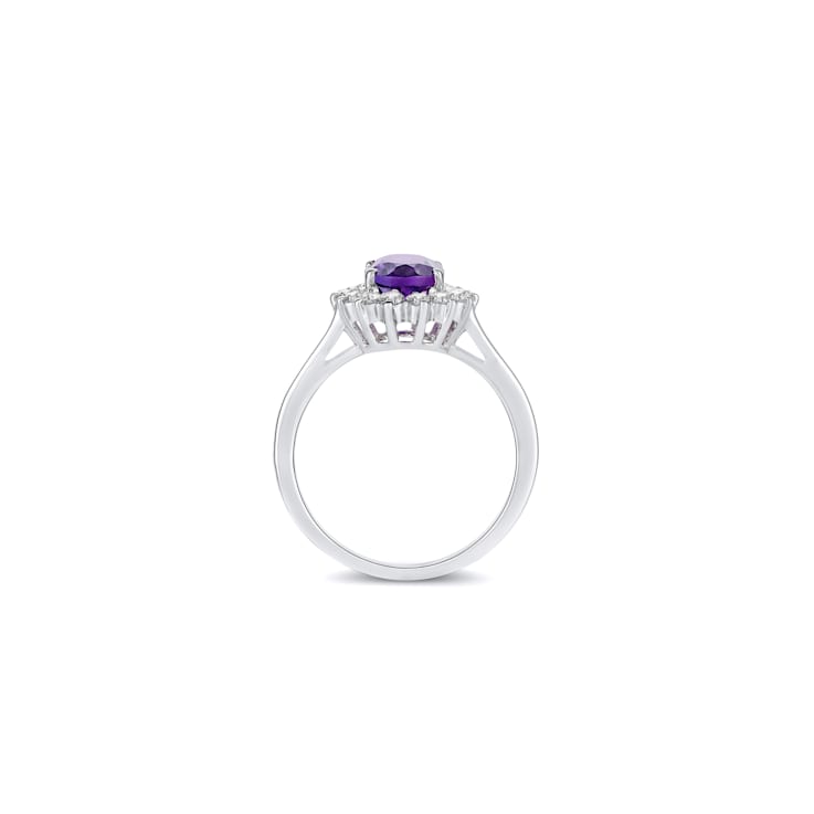 Sterling Silver Diamond and Amethyst Ring 0.33ctw