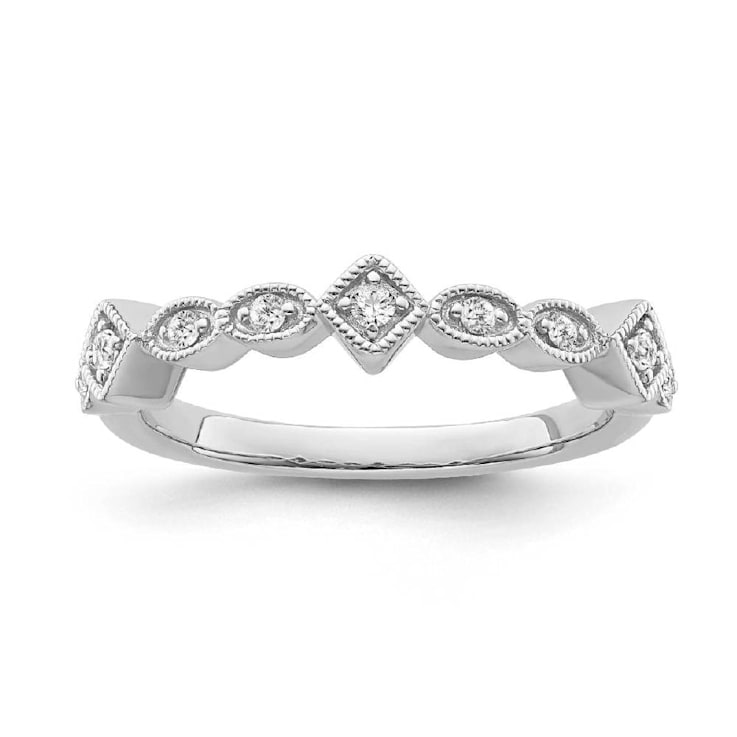 10K White Gold Diamond Ring 0.12Ctw