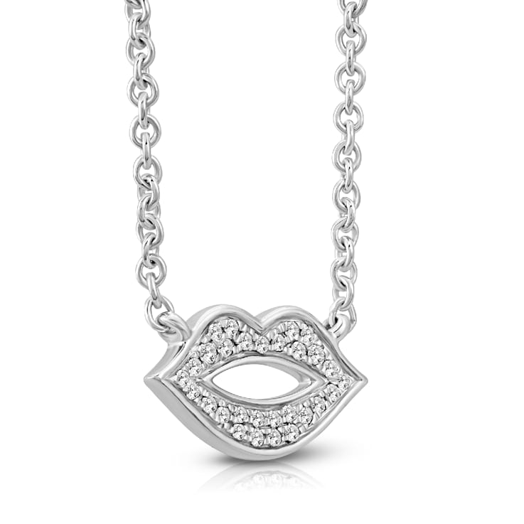 Diamond 0.10Ctw Sterling Silver Pendant With Chain