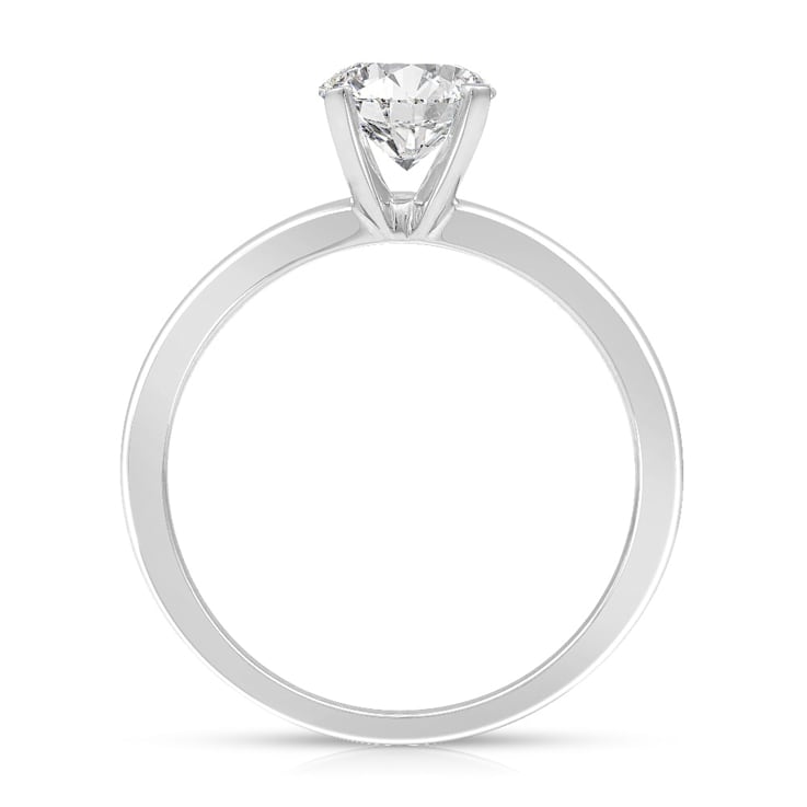 14K White Gold Solitaire Lab Grown Diamond Ring 0.75 cttw