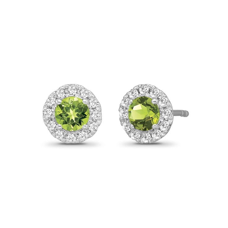 Diamond 0.25Ctw and Peridot Sterling Silver Earring