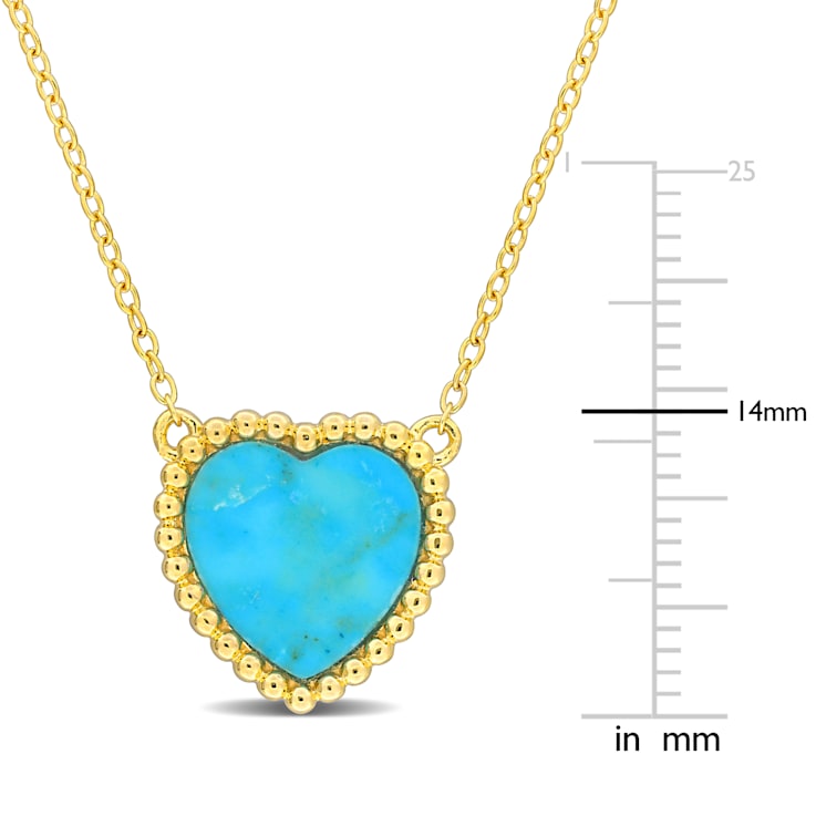 5 CT TGW Created Turquoise Necklace with Beaded Halo in Yellow Plated
Sterling Silver