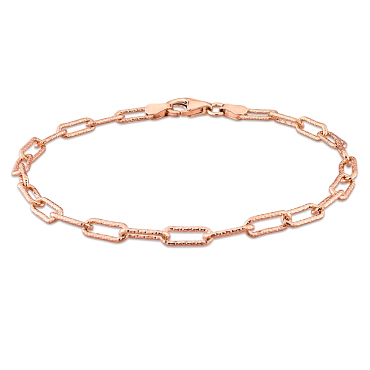 3.5MM Fancy Paperclip Chain Bracelet in 18K Rose Gold Over Sterling Silver