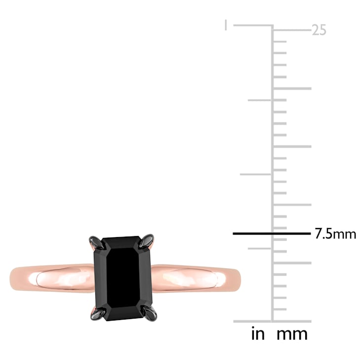 1 ct Black Diamond Solitaire Engagement Ring in 14K Rose Gold