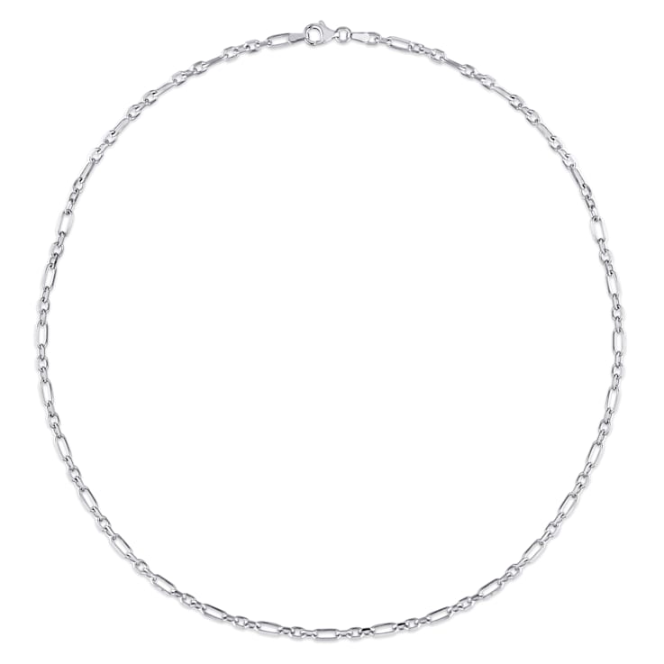 3MM Diamond Cut Figaro Chain Necklace in Sterling Silver