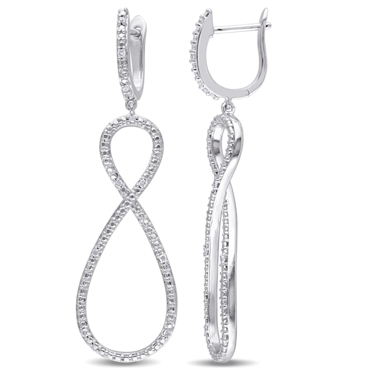 1/10 CT TW Diamond Infinity Earrings in Sterling Silver