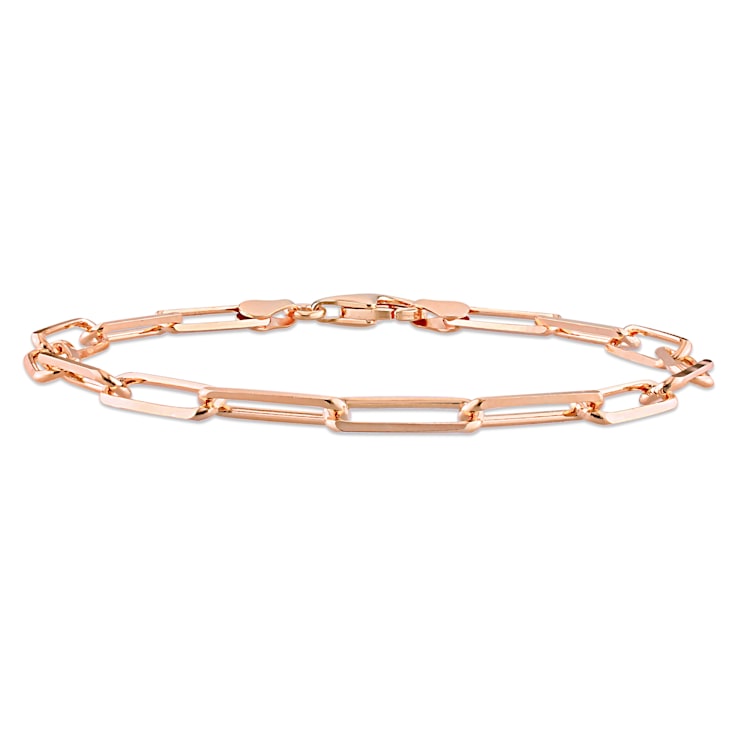 5MM Polished Paperclip Chain Bracelet in 18K Rose Gold Over Sterling Silver
