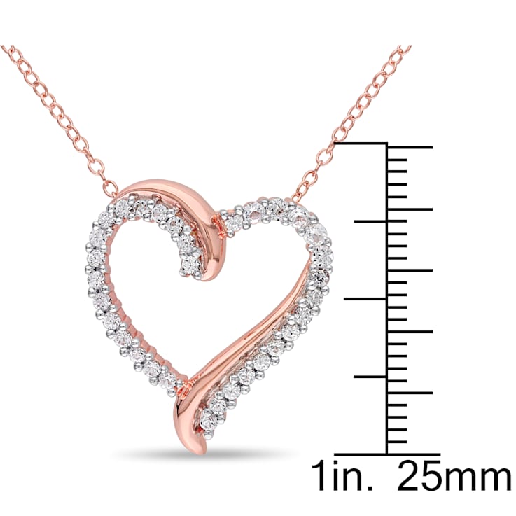 3/4 CT TGW Created White Sapphire Crossover Heart Pendant with Chain in
Rose Plated Sterling Silver