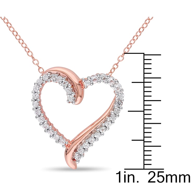 3/4 CT TGW Created White Sapphire Crossover Heart Pendant with Chain in
Rose Plated Sterling Silver