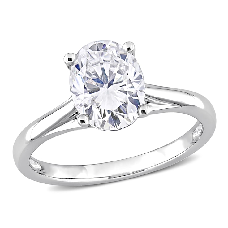 2 CT DEW Created Moissanite Solitaire Engagement Ring in 14K White Gold