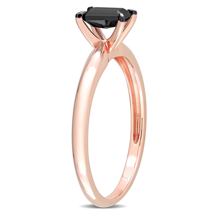 1/2 ct Black Diamond Solitaire Engagement Ring in 14K Rose Gold