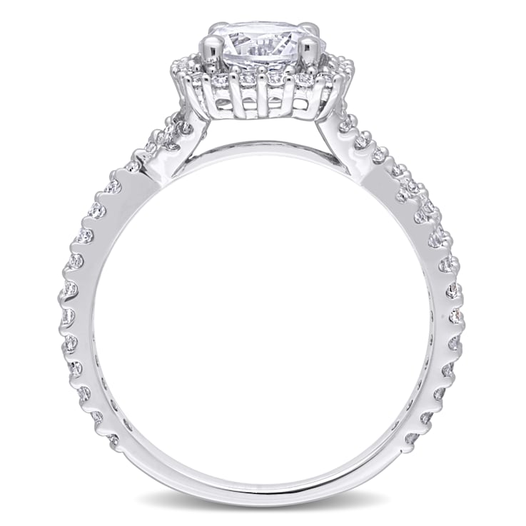 2 1/8 CT TGW Created White Sapphire Halo Ring in Sterling Silver