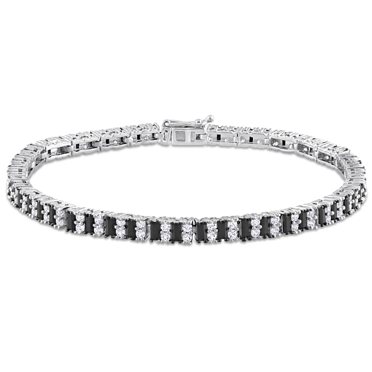 7 3/5 CT TGW Black Spinel and Created White Sapphire Tennis Bracelet in
Sterling Silver