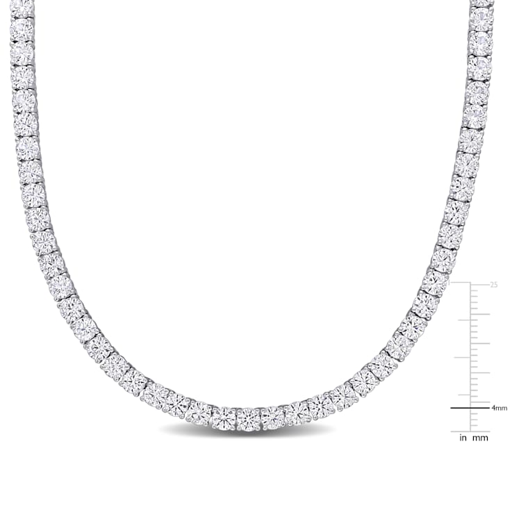 33 CT TGW Created White Sapphire Tennis Necklace in Sterling Silver