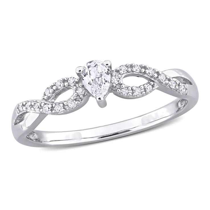 1/4 CT TGW Created White Sapphire and 1/10 CT TW Diamond Infinity
Engagement Ring in Sterling Silver