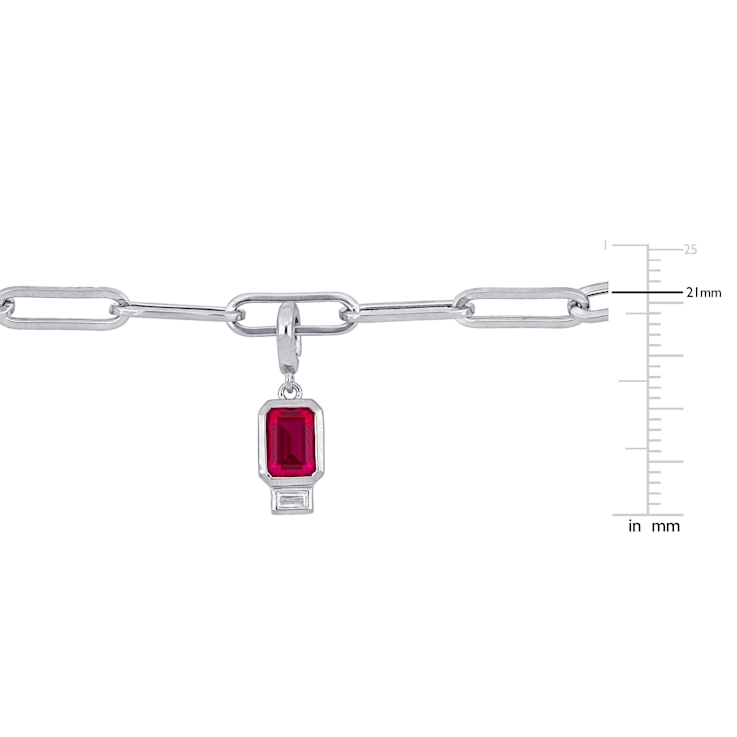 1 2/5 CT TGW Created Ruby and Created White Sapphire Bracelet in
Sterling Silver