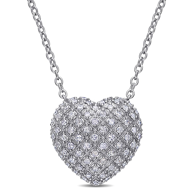 Diamond Heart Necklace in 14k White Gold (1 ct. tw.)