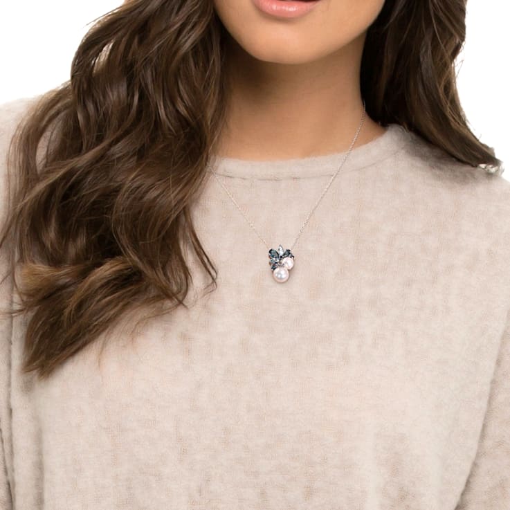 7-9MM Freshwater Cultured Pearl and 2 3/4 CT TGW Topaz and Sapphire
Pendant in Sterling Silver