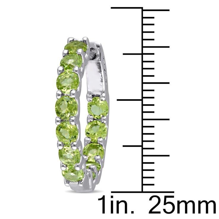3-4/5ctw Peridot Inside-Outside Hoop Earrings in Sterling Silver