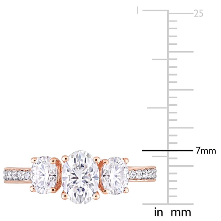1-4/5 CT DEW Created Moissanite 3-Stone Engagement Ring in 10K Rose Gold