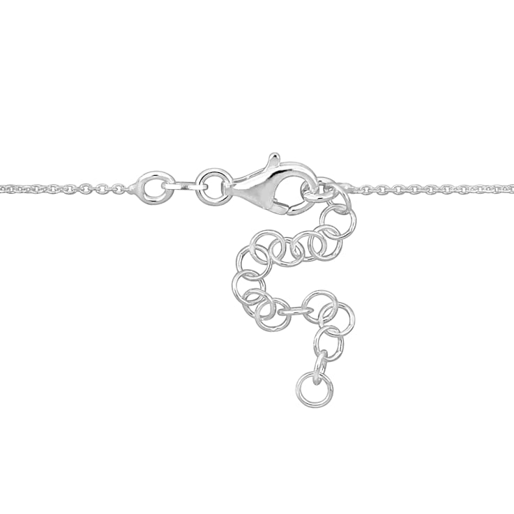 White Enamel Pink Heart Lock Charm Pendant with Chain in Sterling Silver