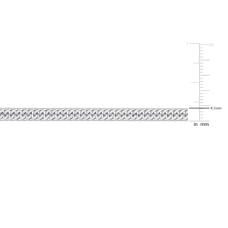 4MM Double Curb Link Chain Necklace in Sterling Silver