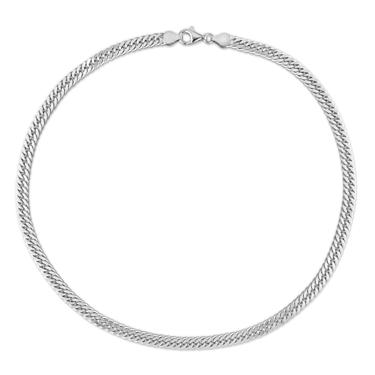 5.5MM Double Curb Link Chain Necklace in Sterling Silver