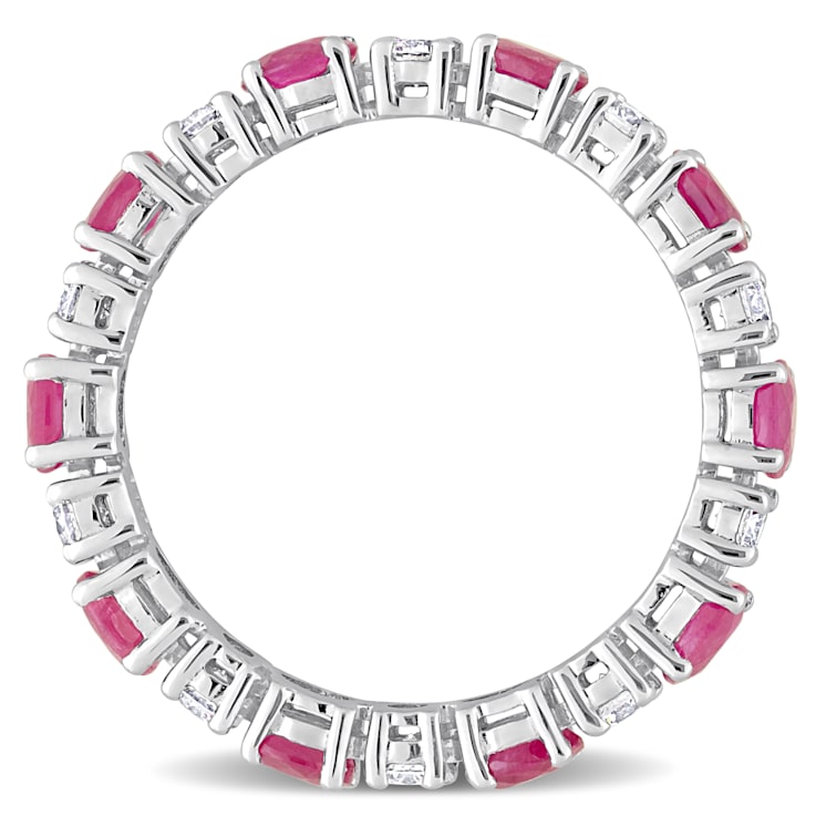 2 CT TGW Ruby and 3/4 CT TW Diamond Eternity Ring in 14K White Gold