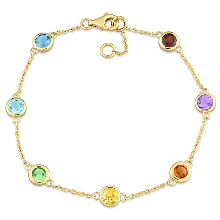 2 CT TGW Multi-Gem By The Yard Bracelet in 14K Yellow Gold