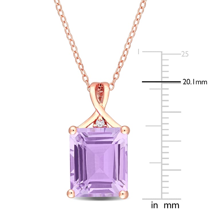 5/8 CT TGW Rose de France and White Topaz Pendant with Chain in Rose
Plated Sterling Silver