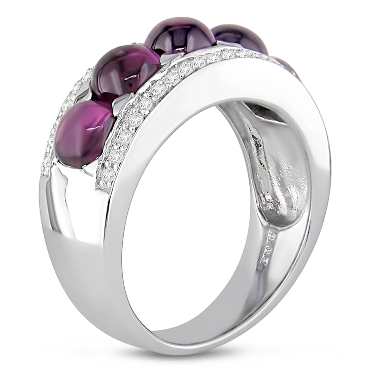 5 CT TGW Rhodolite and 1/4 CT TW Diamond Ring in 14K White Gold