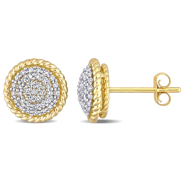 1/3 CT TW Diamond Pave Stud Earrings in 10k Yellow Gold