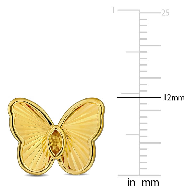 1/4 CT TGW Citrine Butterfly Stud Earrings in Yellow Plated Sterling Silver