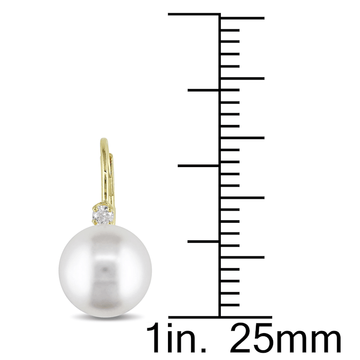 9-9.5MM Freshwater Cultured Pearl and Diamond Accent in 14K Yellow Gold
