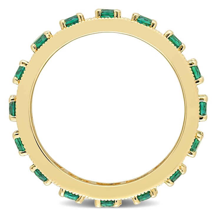 1 2/5 CTW Created Emerald Eternity Ring in Yellow Plated Sterling Silver