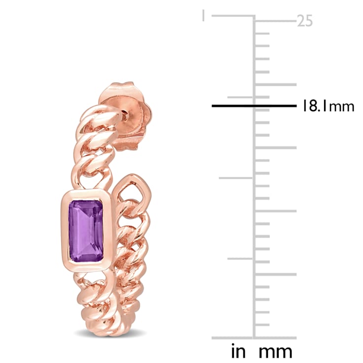 2/5 CT TGW Emerald Cut Amethyst  Link  Earrings in 14K Rose Gold