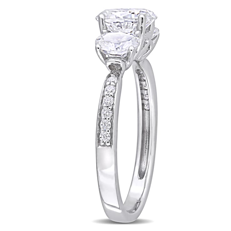 1-4/5 CT DEW Created Moissanite 3-Stone Engagement Ring in 10K White Gold