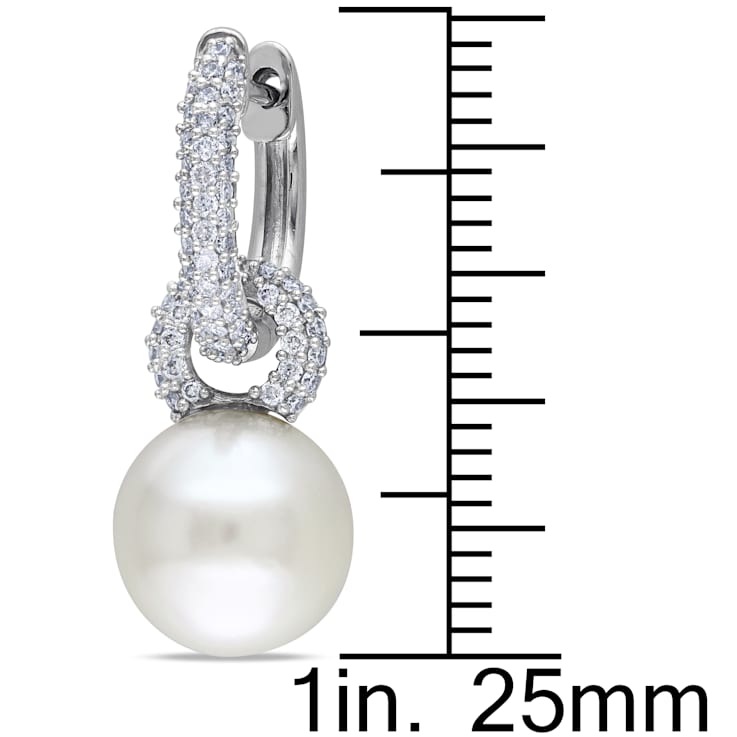 9-9.5MM South Sean Cultured Pearl and 1/2 CT TW Diamond Earrings in 14K
White Gold