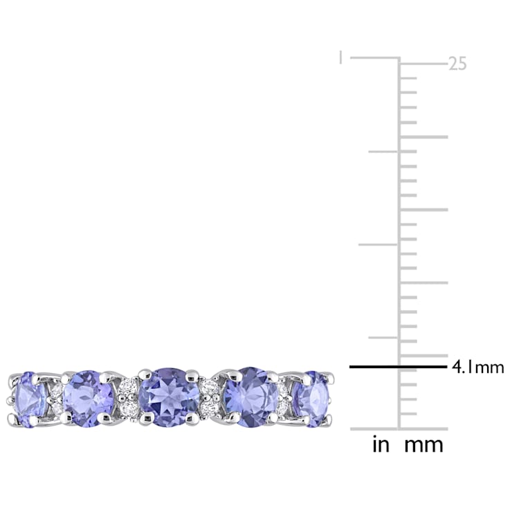 1 1/2 CTW Tanzanite and White Topaz Anniversary Style Band Ring in
Sterling Silver
