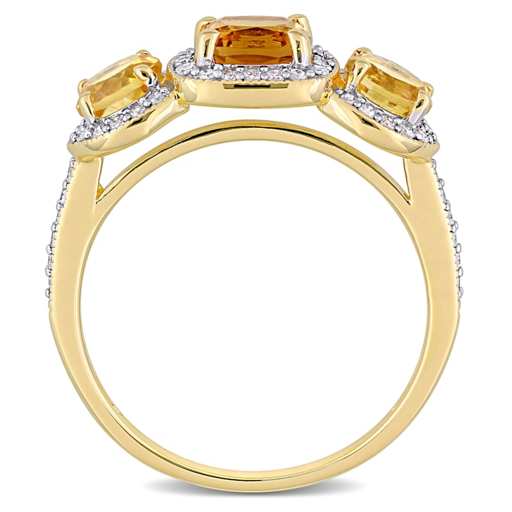 1 3/4 CTW Citrine, Madeira Citrine and 1/3 CT TW Diamond Ring in Yellow
Plated Sterling Silver