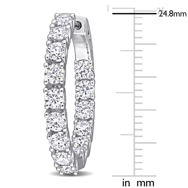 3 CT DEW Created Moissanite Inside-Outside Hinged Hoop Earrings in
Sterling Silver
